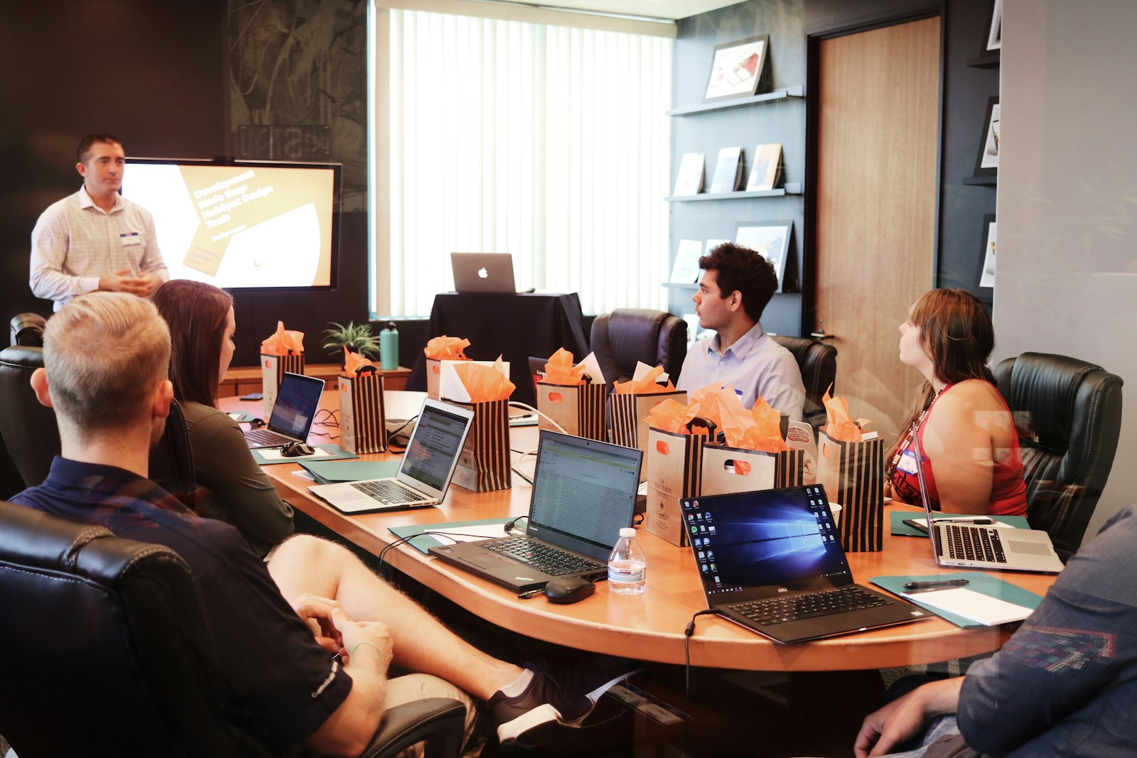 A team meeting around a table